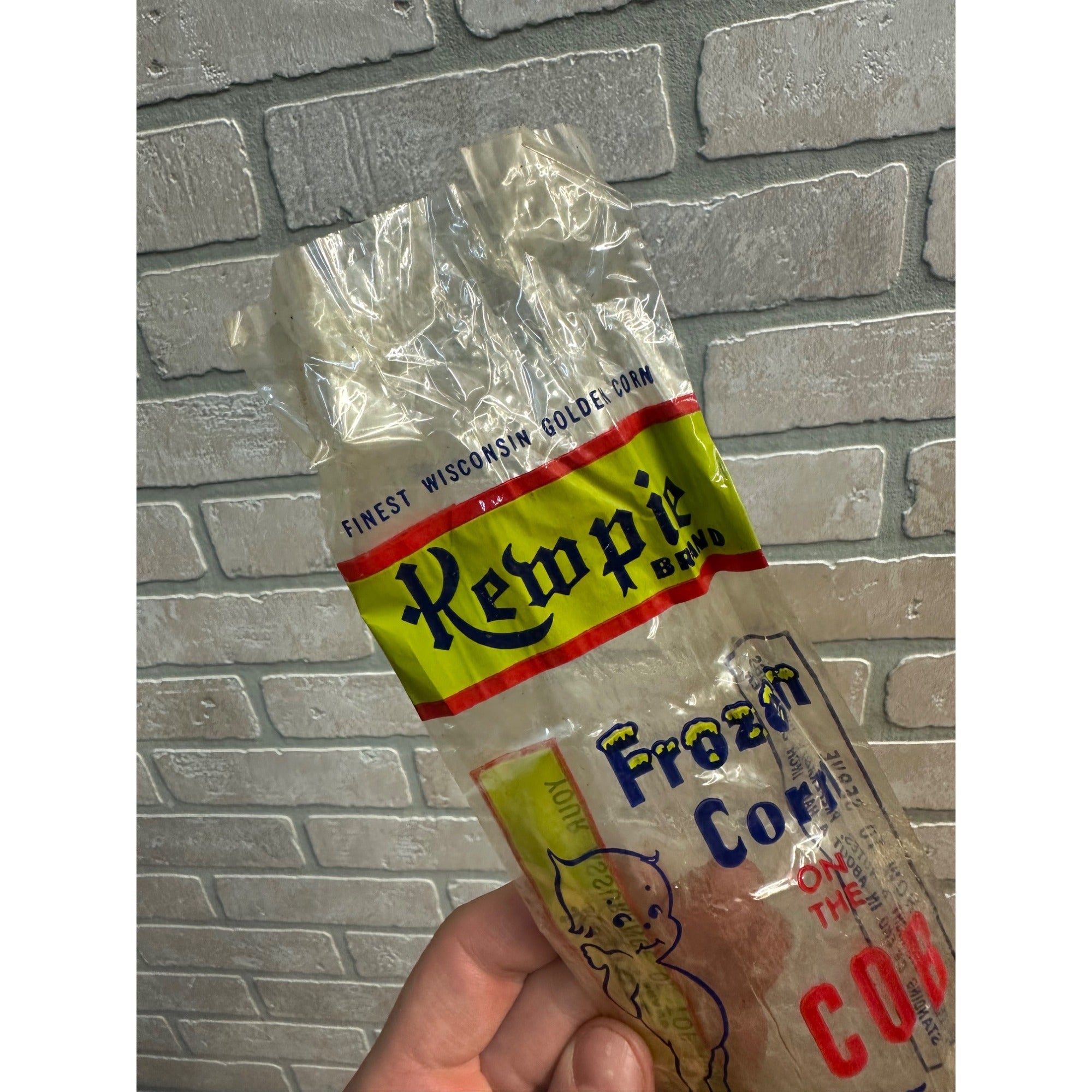 Vintage 1950s Kewpie Brand Frozen Corn on the Cob Advertising Plastic Bag Wrapper