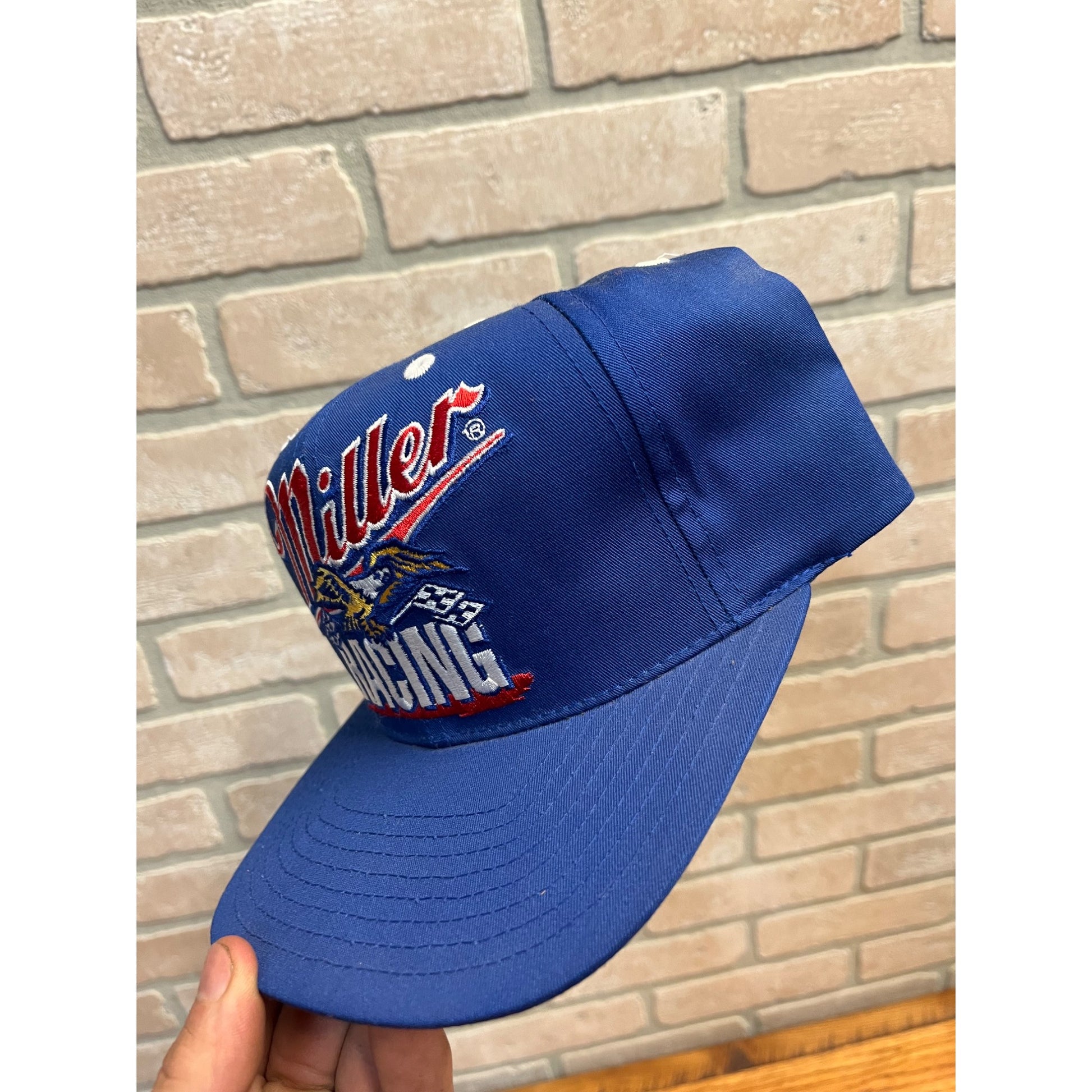 Vintage Miller Lite Racing Hat Cap NASCAR Rusty Wallace Snapback Blue Snapback 90s