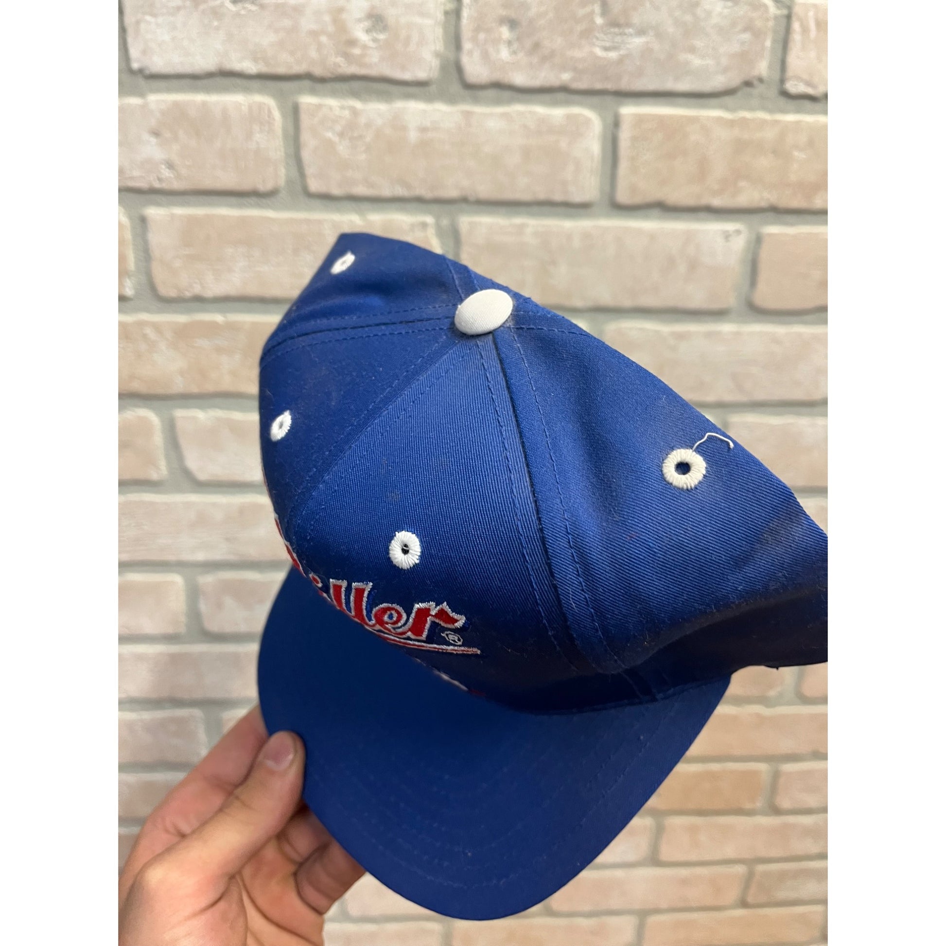 Vintage Miller Lite Racing Hat Cap NASCAR Rusty Wallace Snapback Blue Snapback 90s
