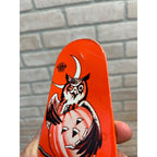 Vintage Halloween Jack o' Lantern JOL & Owl Noisemaker Tin Litho US Metal Toy Co