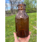 RARE Milwaukee Half Gallon Pickle Fruit Jar 8.5" Advertising Wauwatosa Wisconsin Bottle Amber