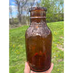 RARE Milwaukee Half Gallon Pickle Fruit Jar 8.5" Advertising Wauwatosa Wisconsin Bottle Amber