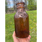 RARE Milwaukee Half Gallon Pickle Fruit Jar 8.5" Advertising Wauwatosa Wisconsin Bottle Amber
