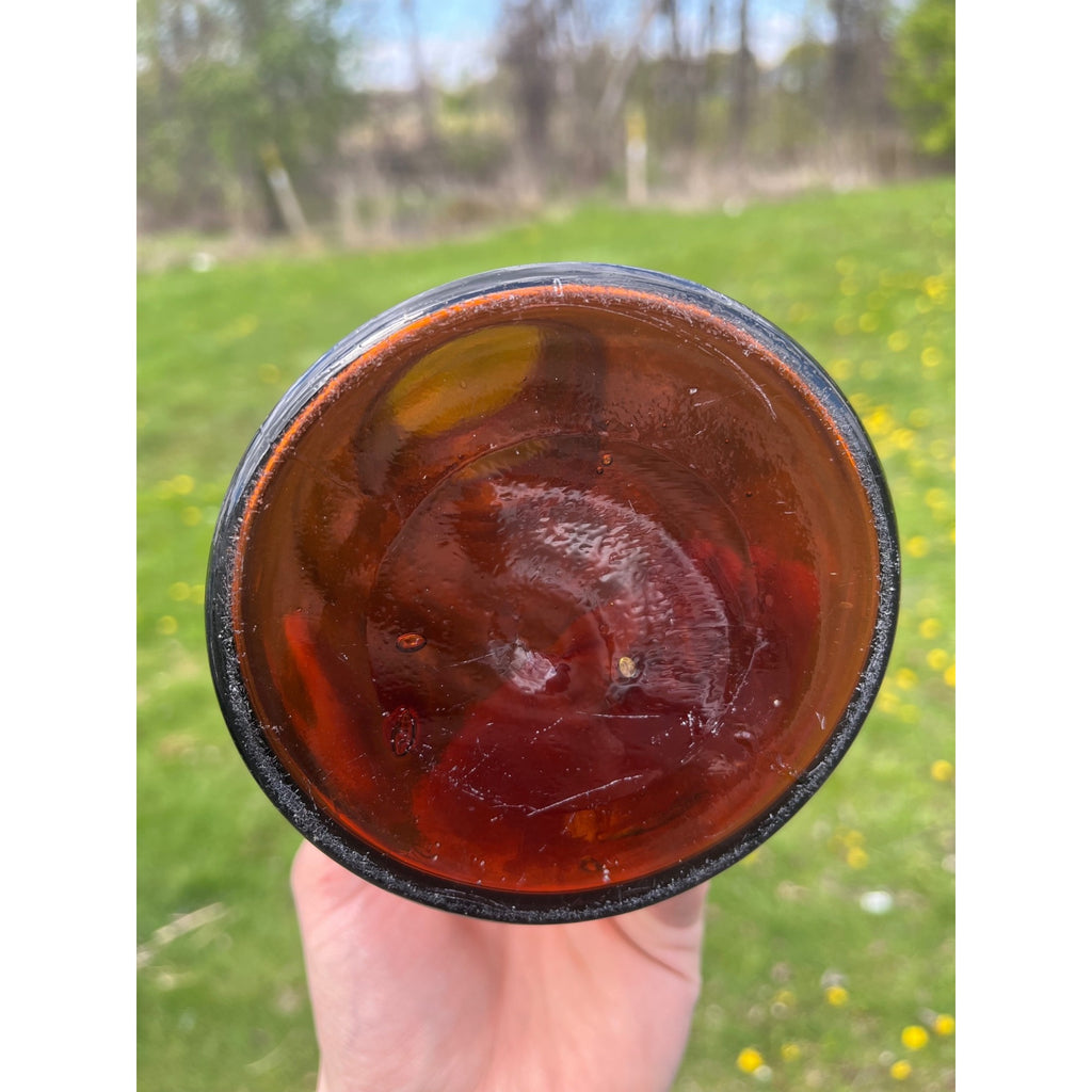 RARE Milwaukee Half Gallon Pickle Fruit Jar 8.5" Advertising Wauwatosa Wisconsin Bottle Amber