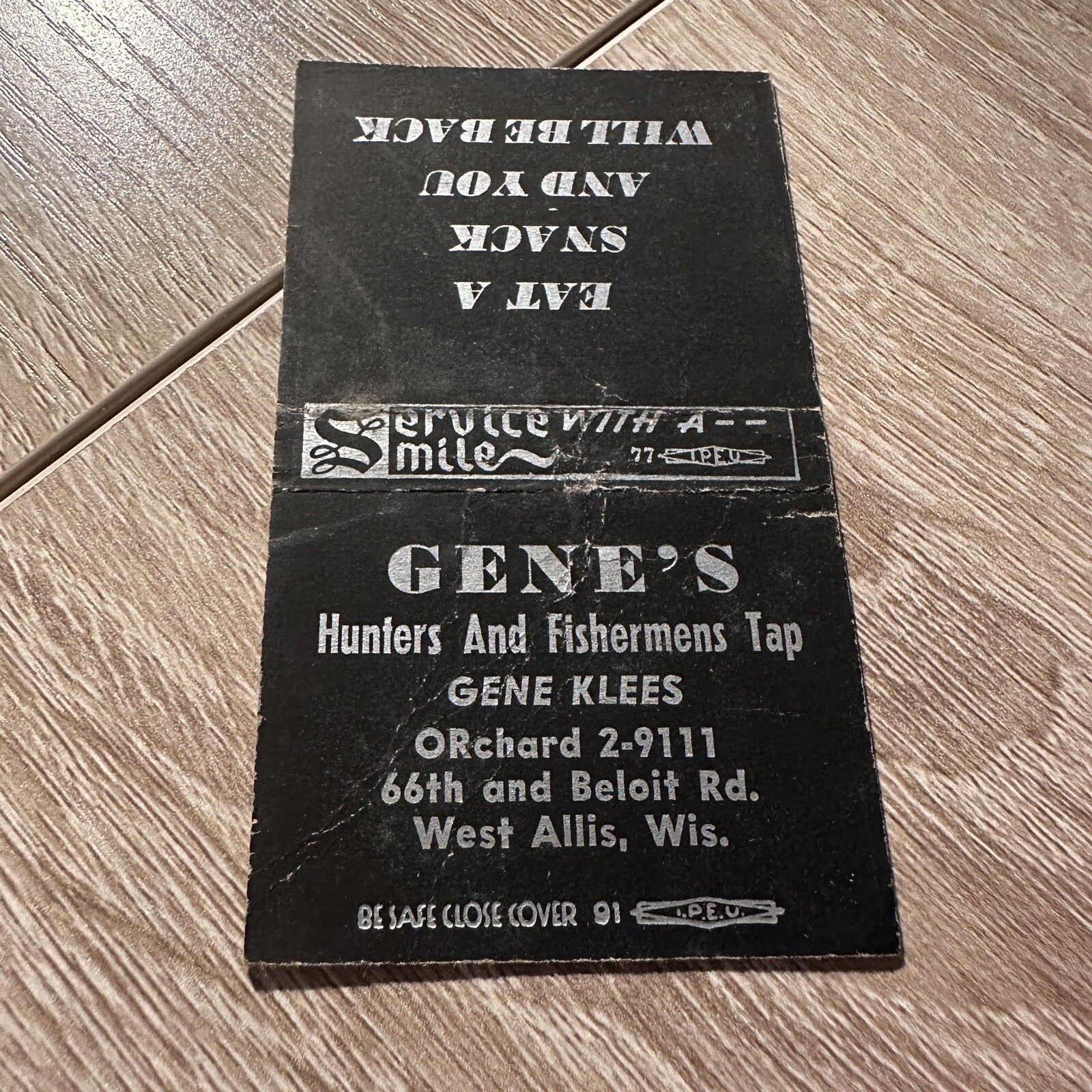 Vintage Genes Hunter Fisher Tap West Allis Wisconsin Advertising Matchbook