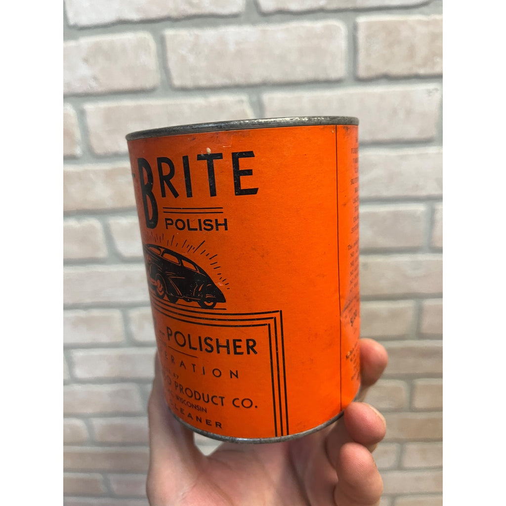 Antique Nu Brite Car Auto Cleaner Polish Tin Fond Du Lac Wi Wis Gas Oil