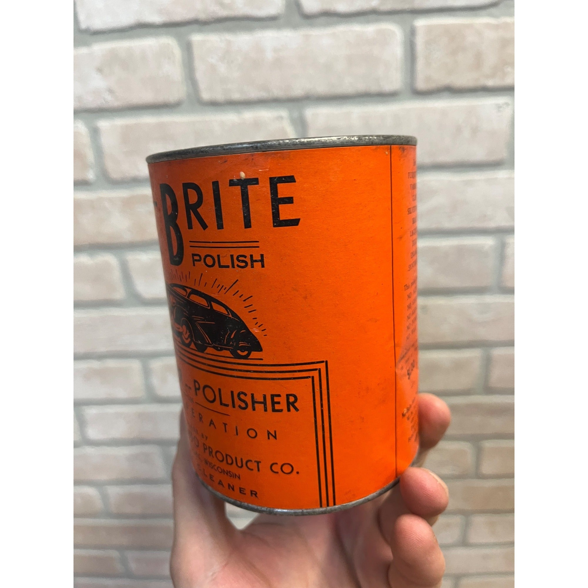 Antique Nu Brite Car Auto Cleaner Polish Tin Fond Du Lac Wi Wis Gas Oil