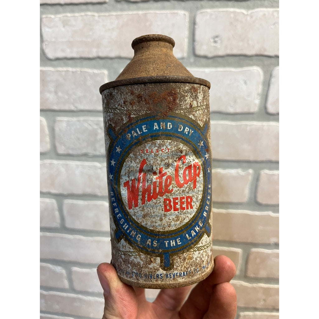 Vintage White Cap Beer Cone-Top Can -- Rough Grade - Two Rivers Wisconsin Wis