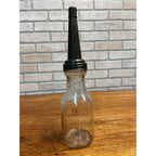 Vintage Master Manufacturing Co. Glass 1 Quart Oil Bottle, Pour Spout and Cap Litchfield, Illinois