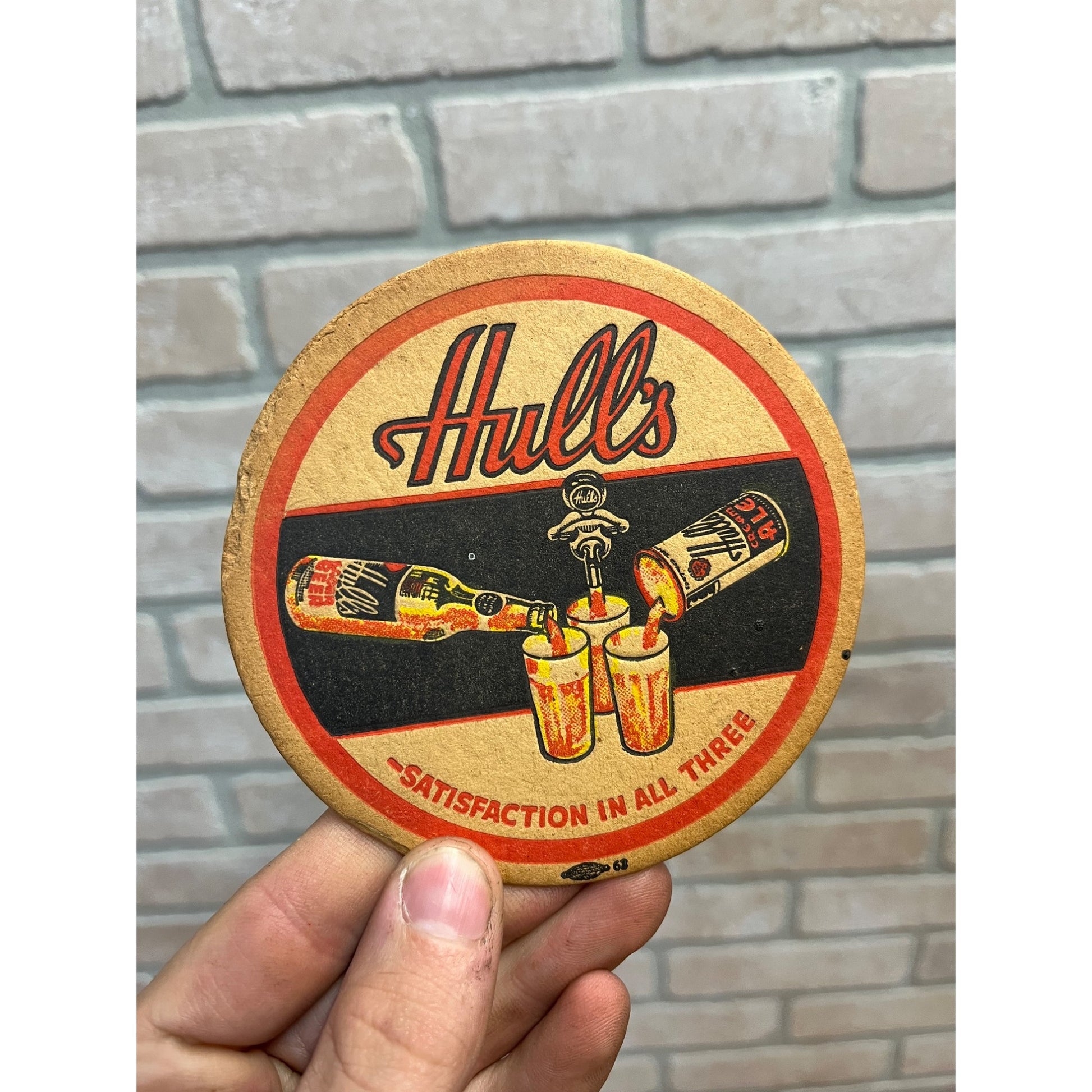 Vintage 1930s Hull's Beer Bar Coaster New Haven CT Conneticut