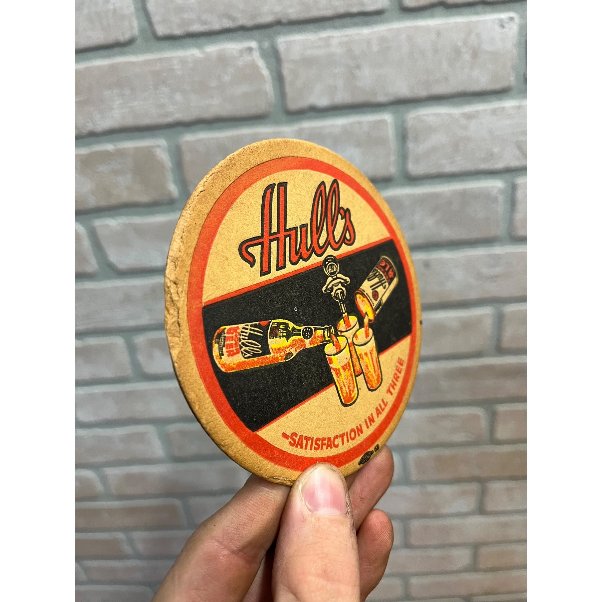 Vintage 1930s Hull's Beer Bar Coaster New Haven CT Conneticut
