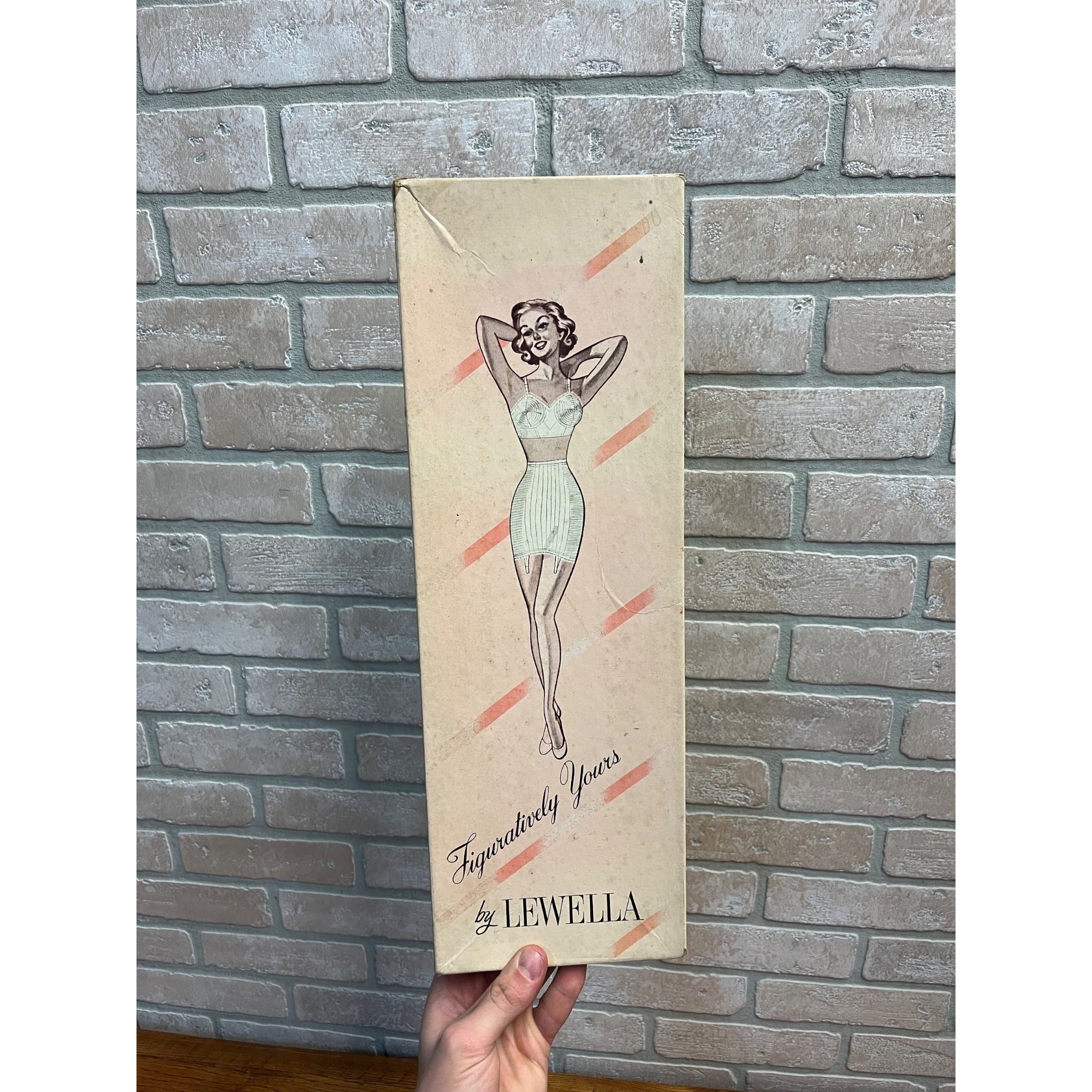 Vintage 1940s Lewella EMPTY Cardboard Box Girdle Corset Lingerie Lycra Bra