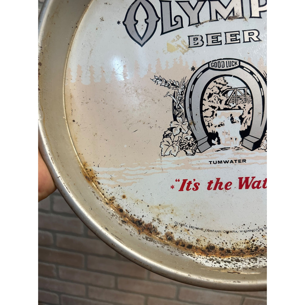 Vintage Olympia Brewing Co. Beer Metal Bar Advertising 13" Tray Sign
