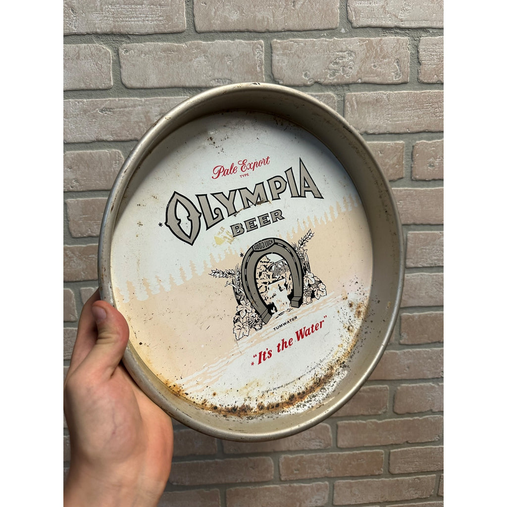Vintage Olympia Brewing Co. Beer Metal Bar Advertising 13" Tray Sign
