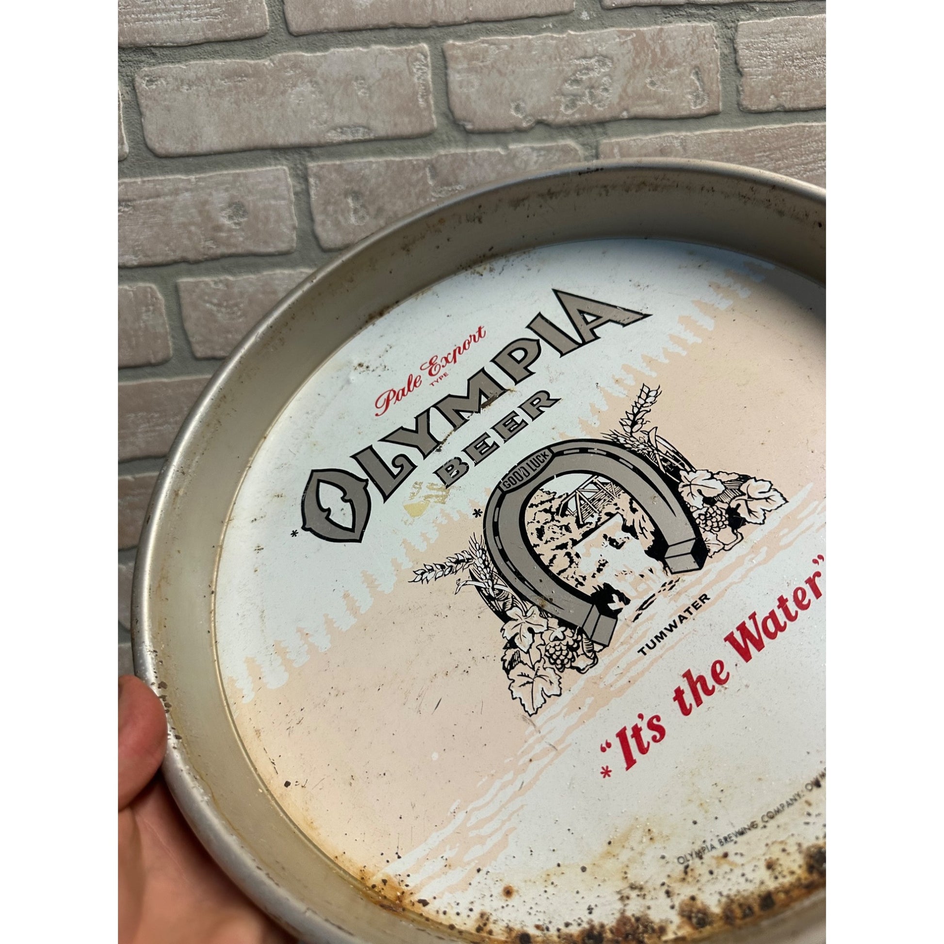 Vintage Olympia Brewing Co. Beer Metal Bar Advertising 13" Tray Sign