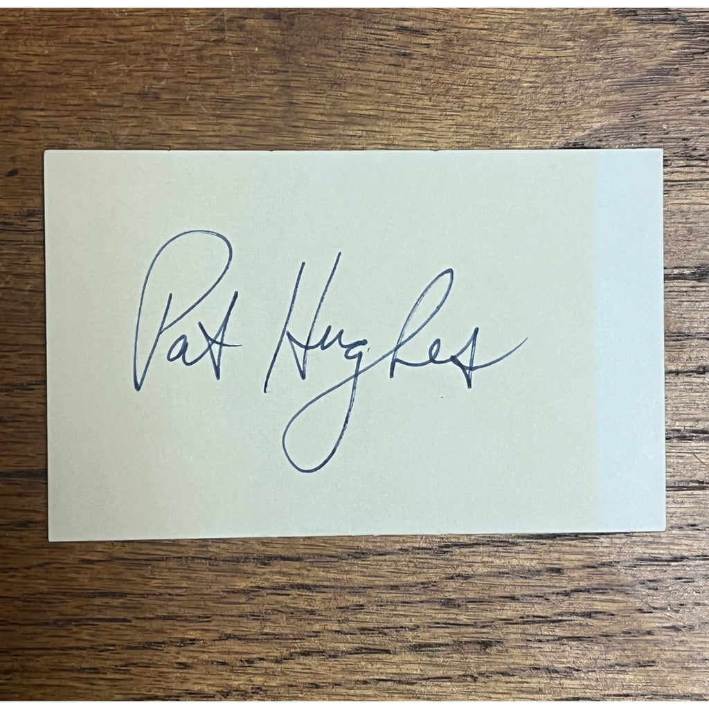 Pat Hughes Signed Autographed Cut Index Card Chicago Cubs Announcer