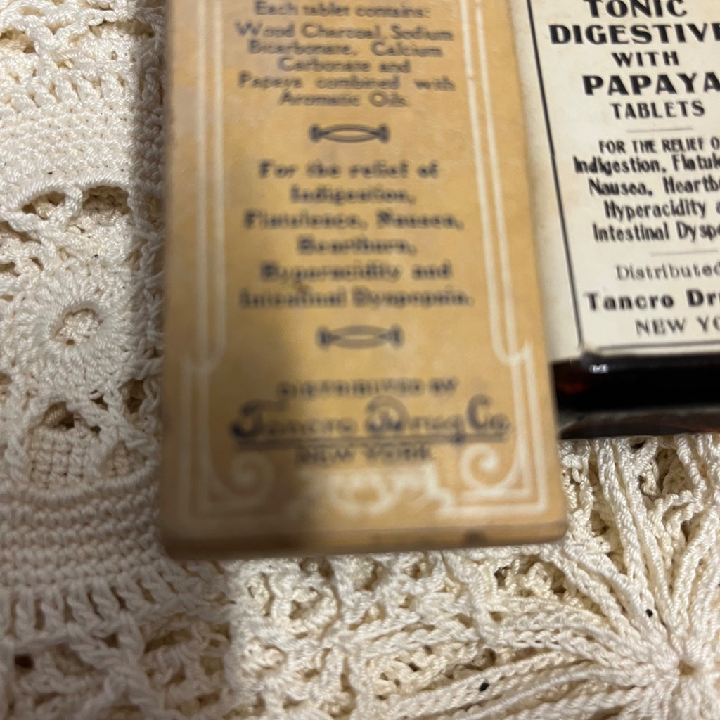 Vintage Apothecary Tancro Papaya Tonic Digestive Medicine Bottle w/ Label & Box