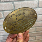 Rare 1903 Daytona Florida Beach Races Brass Plaque AAA Early Racing Automobilia
