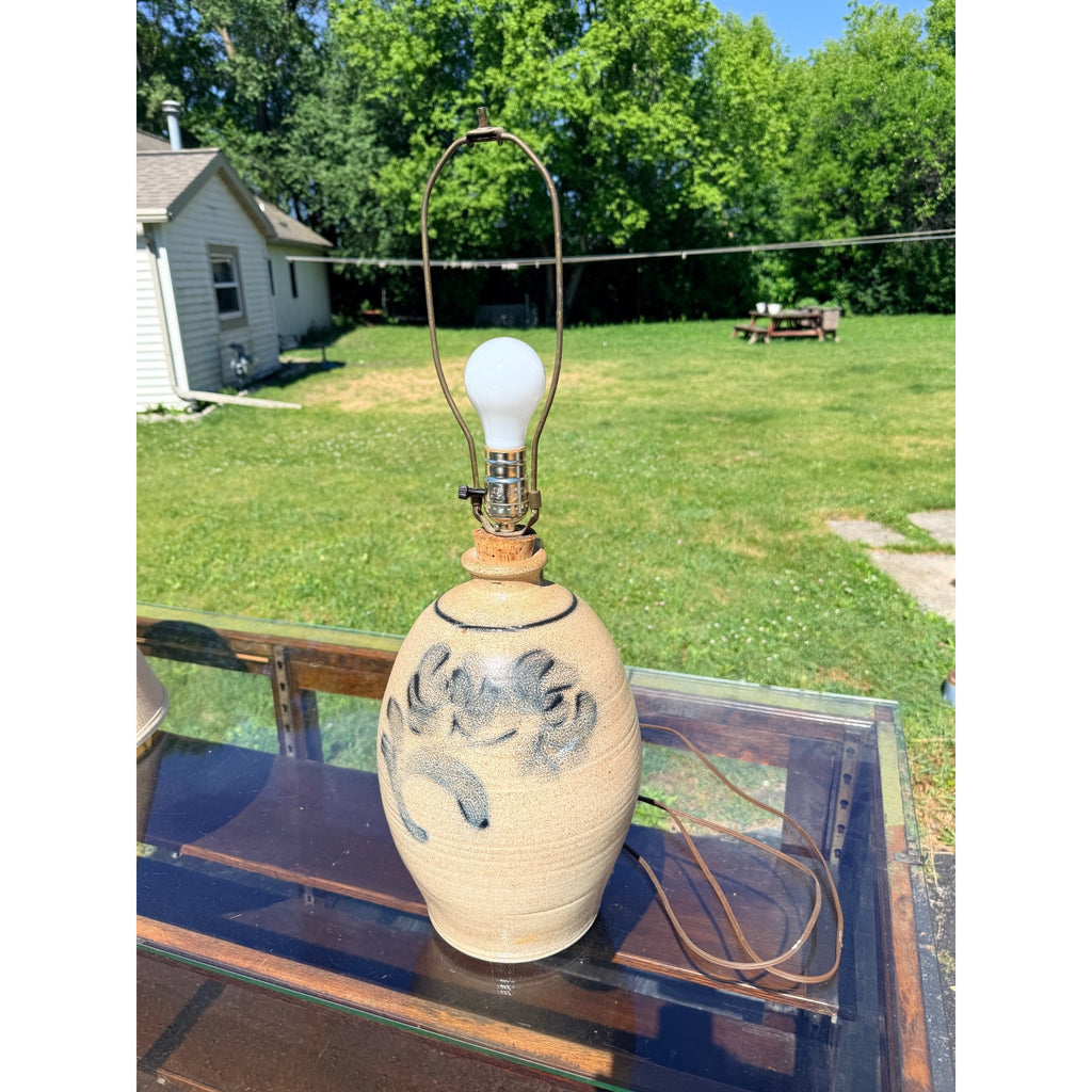 Vintage Rowe Pottery Works Stoneware Crock Table Lamp Cambridge Wis 1993
