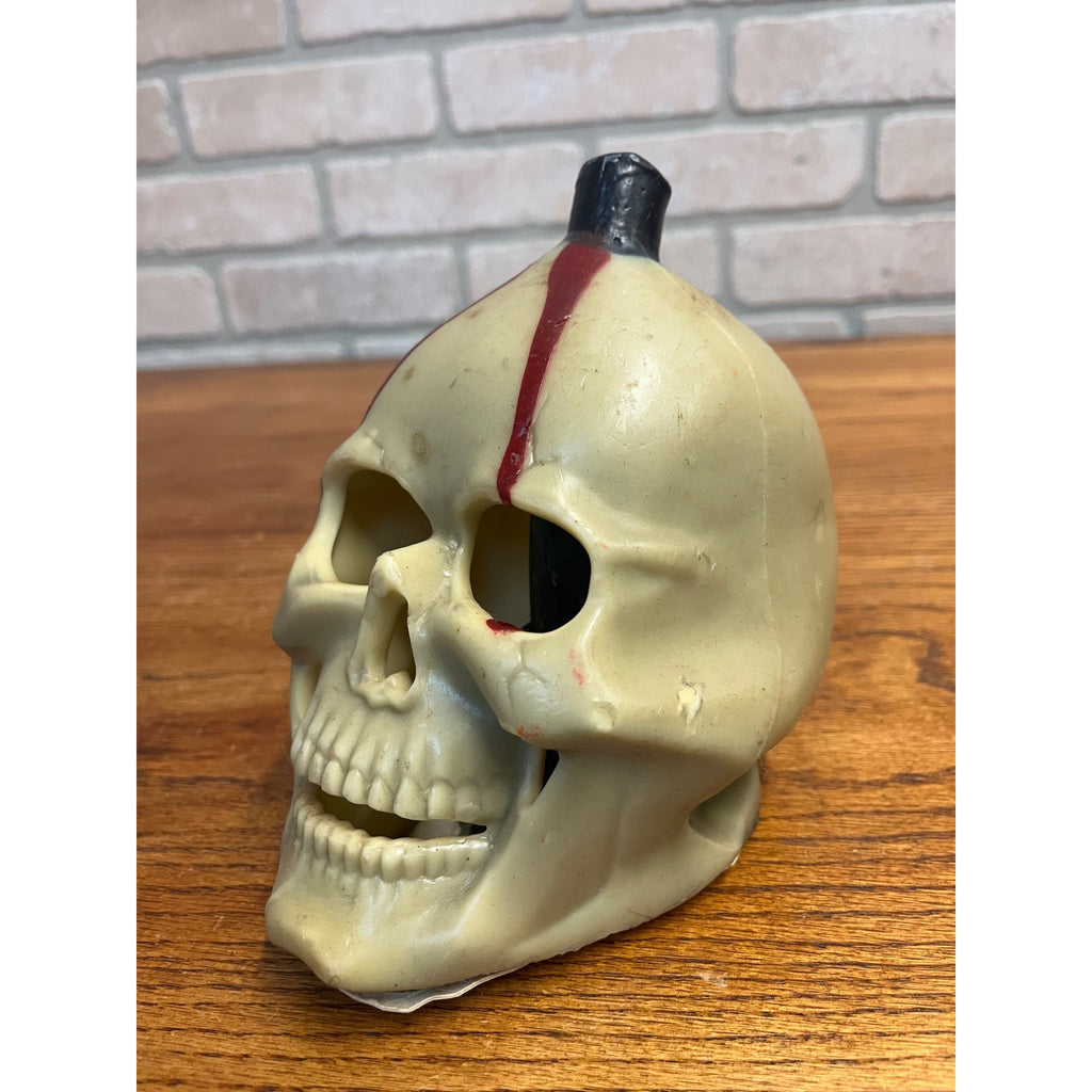 RARE Vintage Halloween Gurley Novelty Figural Wax Candle Bleeding Skull