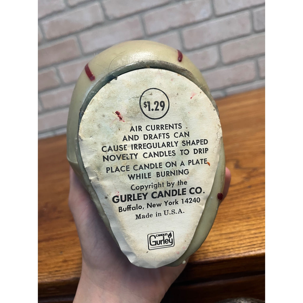 RARE Vintage Halloween Gurley Novelty Figural Wax Candle Bleeding Skull