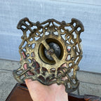 Antique Victorian Frosted Rose Embossed Oil Kerosene Table Lamp w/ Cast Bronze Base