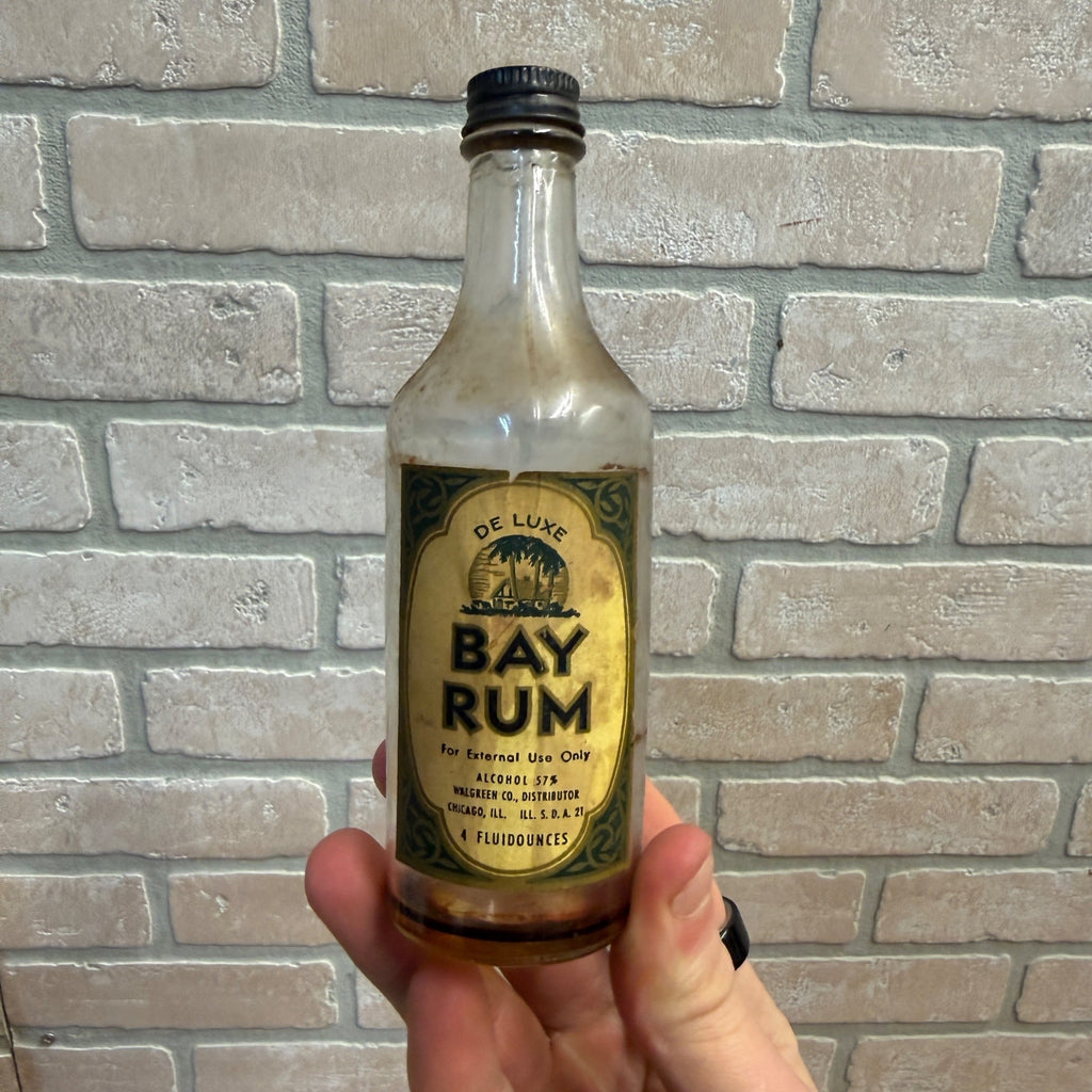 Vintage 1950s Bay Rum Hair Grooming Empty Bottle Barber Shop