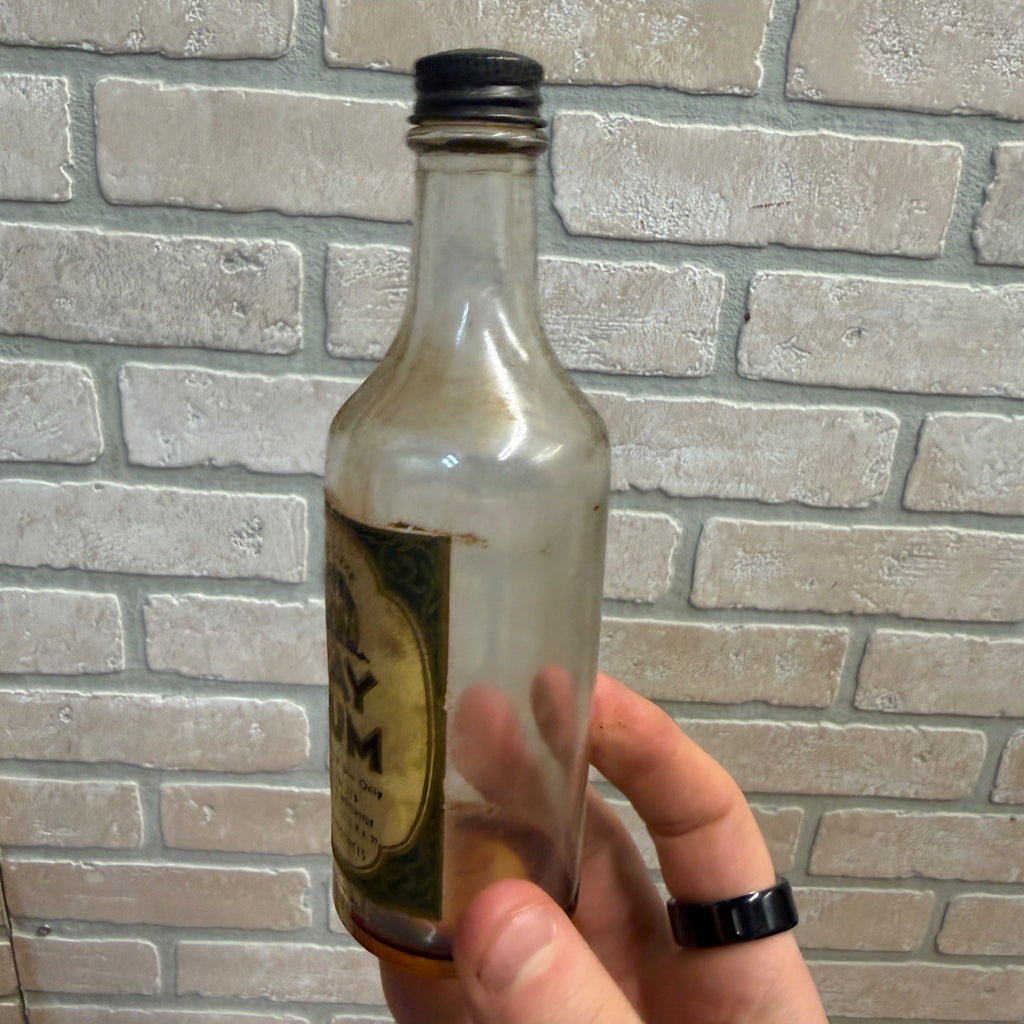 Vintage 1950s Bay Rum Hair Grooming Empty Bottle Barber Shop