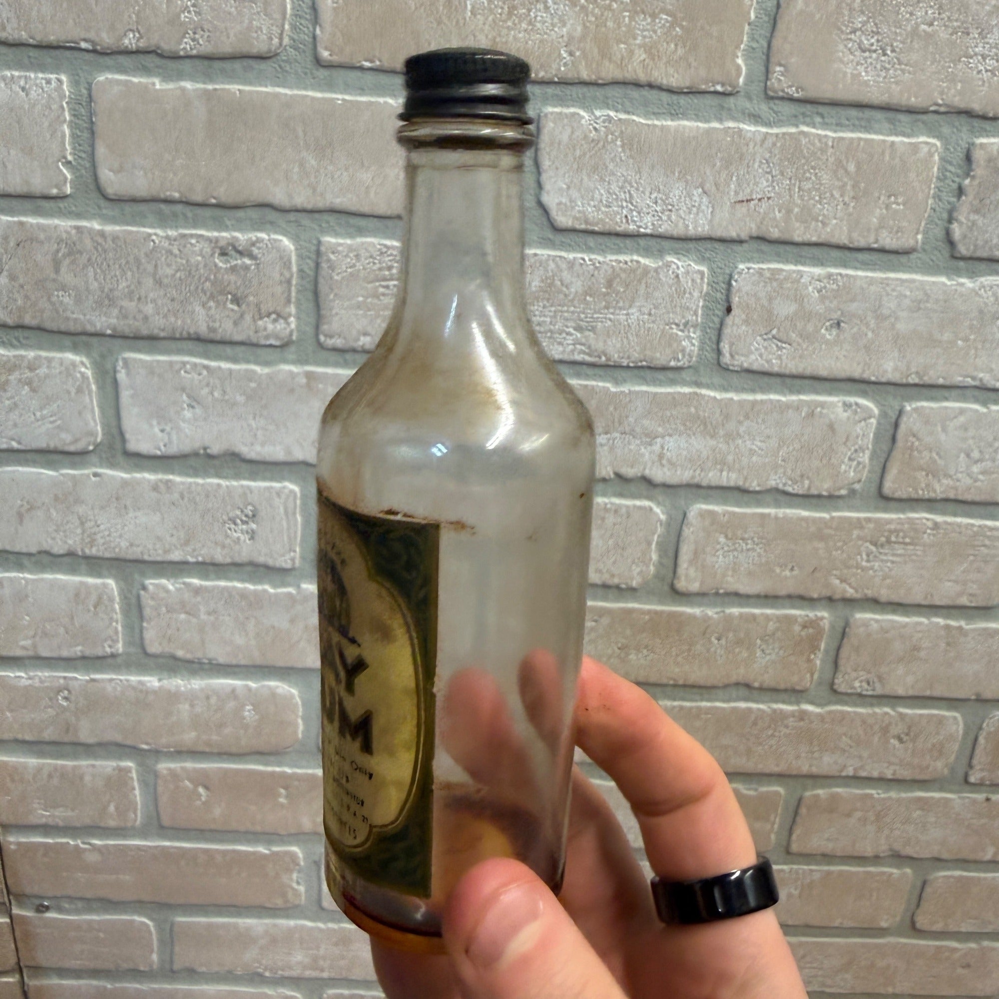 Vintage 1950s Bay Rum Hair Grooming Empty Bottle Barber Shop