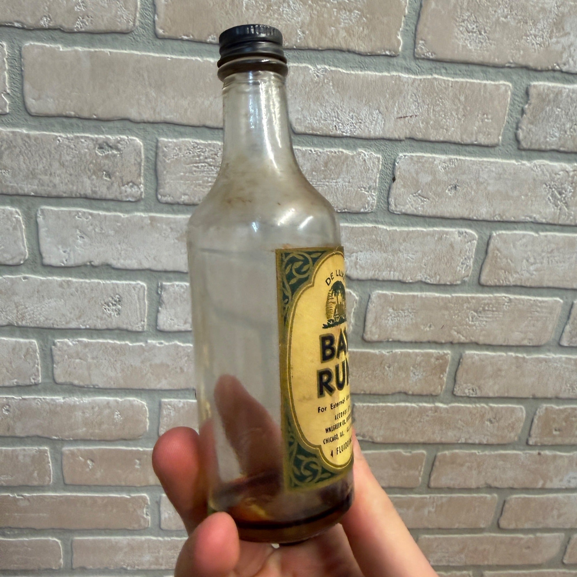 Vintage 1950s Bay Rum Hair Grooming Empty Bottle Barber Shop