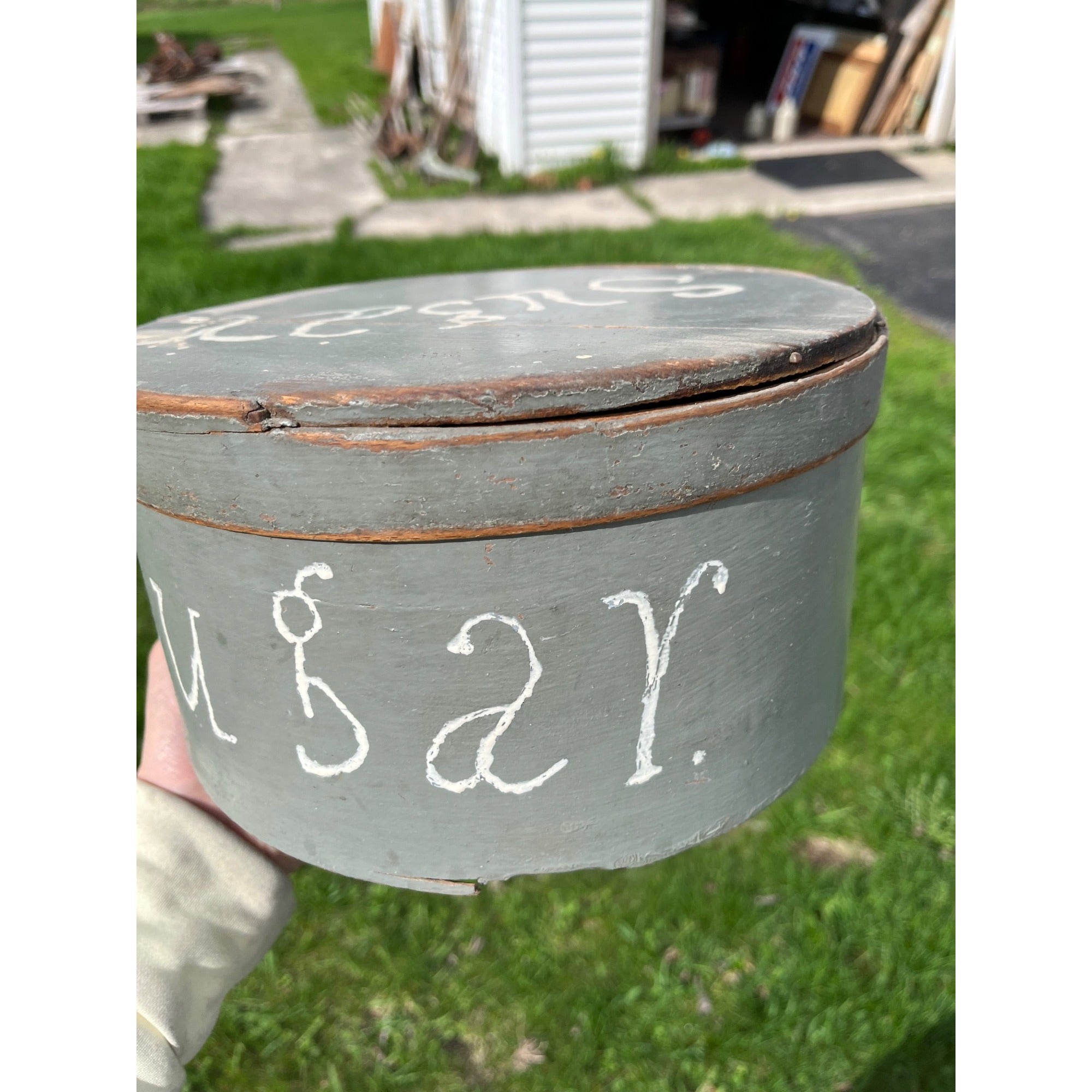 Antique Bentwood Pantry Box Primitive Wood Sugar Box Hand Painted Folk Art AAFA 1800s