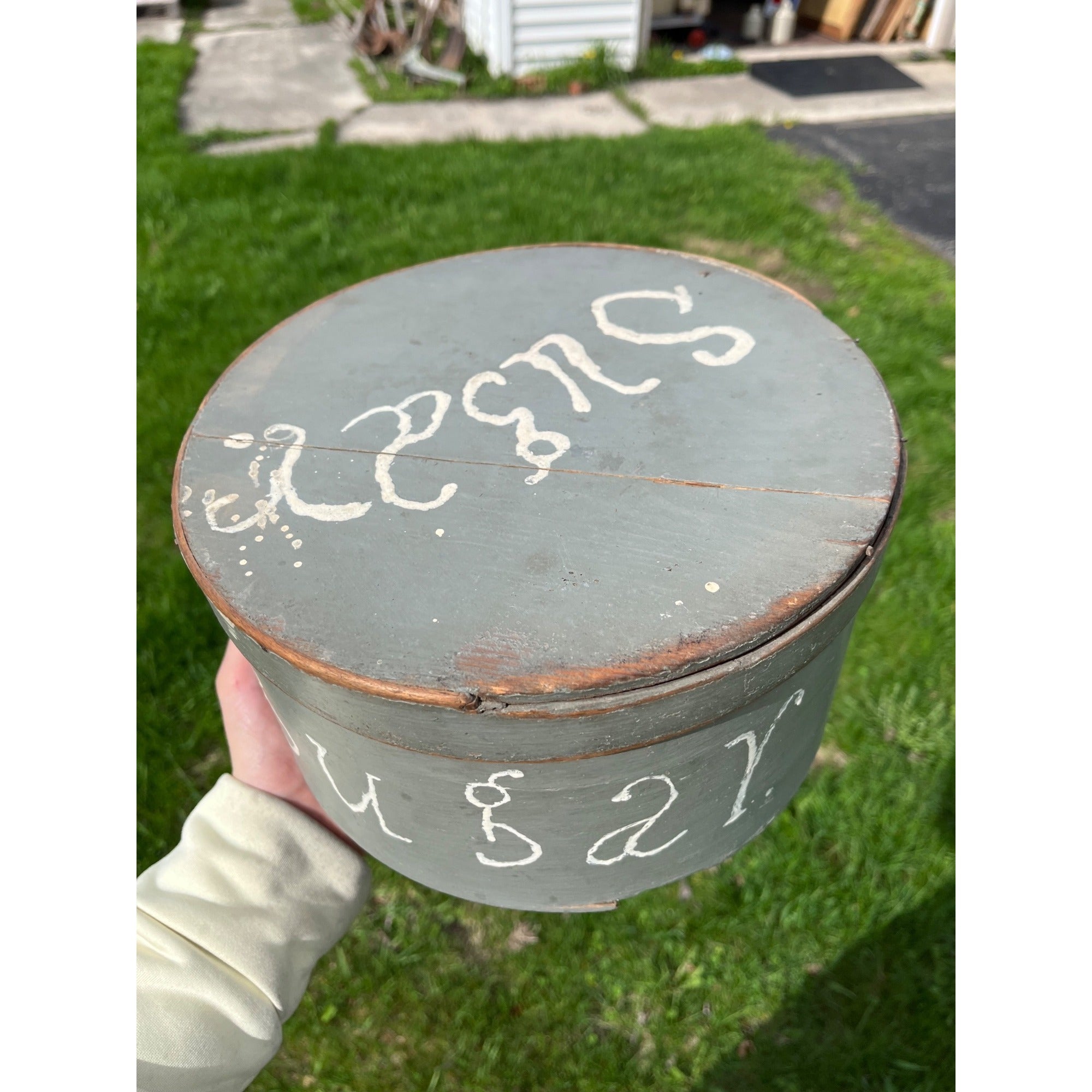 Antique Bentwood Pantry Box Primitive Wood Sugar Box Hand Painted Folk Art AAFA 1800s