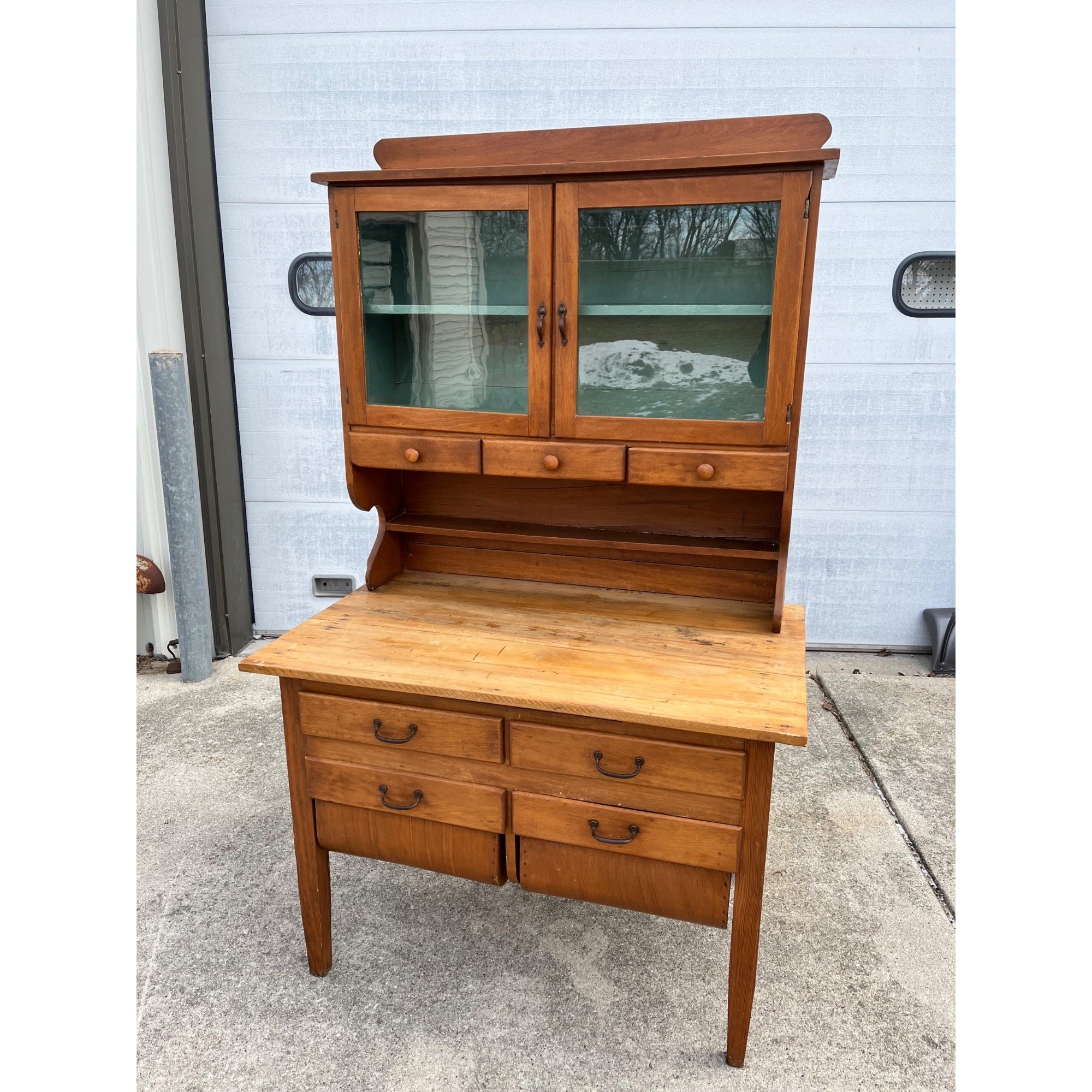 Antique Bakers Cabinet Kitchen Workstation Pantry Storage Primitive Vintage