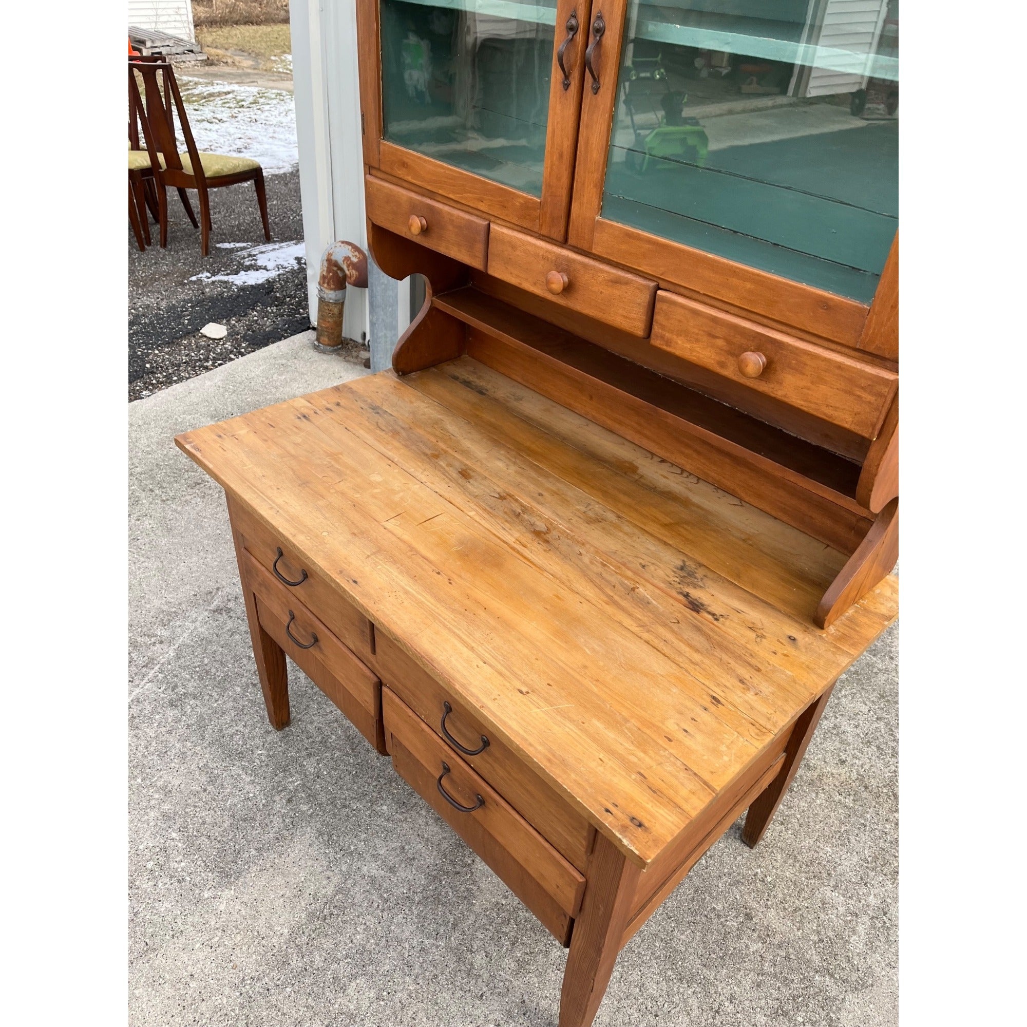 Antique Bakers Cabinet Kitchen Workstation Pantry Storage Primitive Vintage