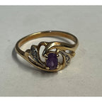 Vintage 14K Yellow Gold Ring w/ Oval Purple Stone Amethyst? -- 1.87 g Grams