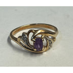 Vintage 14K Yellow Gold Ring w/ Oval Purple Stone Amethyst? -- 1.87 g Grams