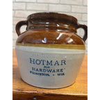Antique Hotmar Hardware Princeton Wis Wisconsin Advertising Stoneware Bean Pot