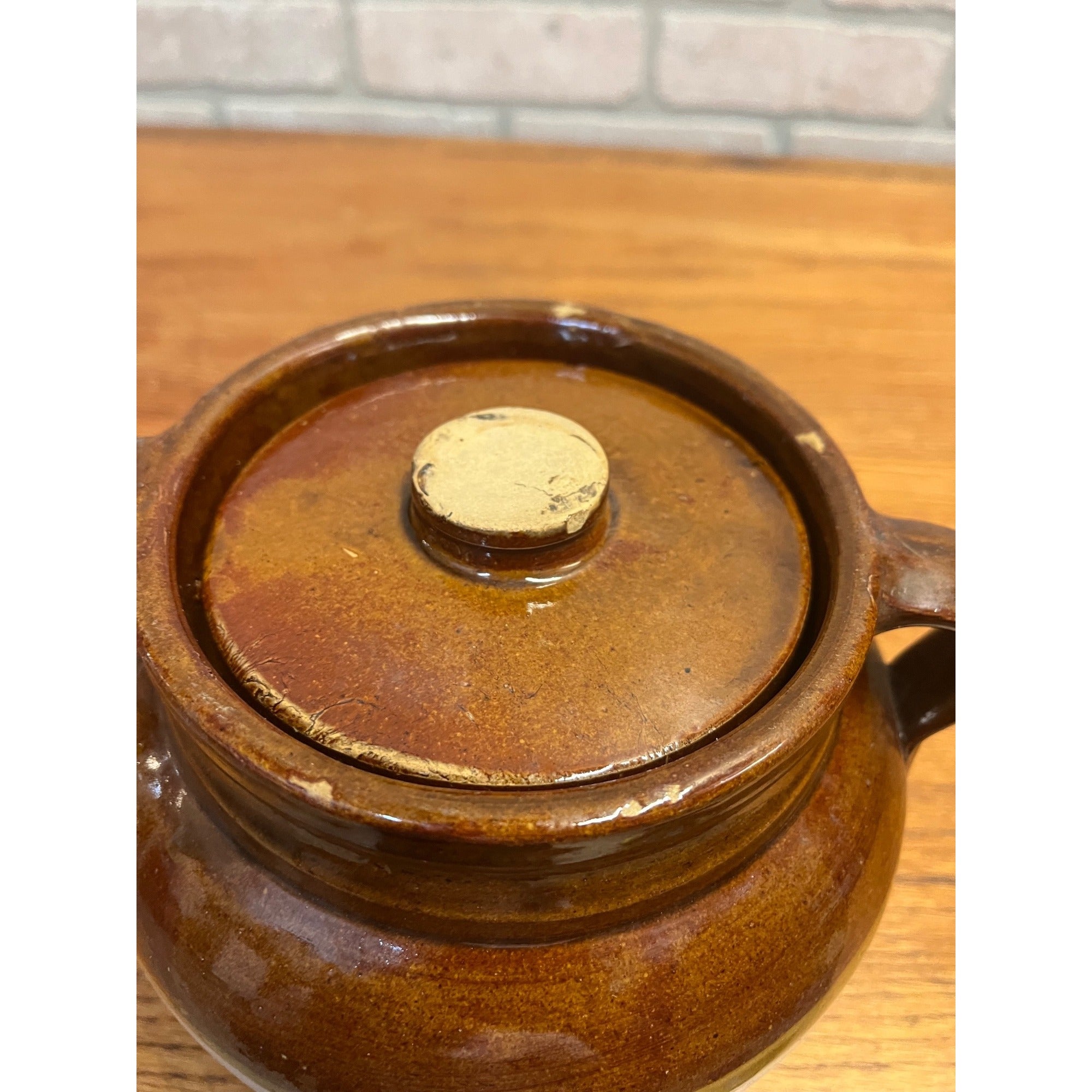 Antique Hotmar Hardware Princeton Wis Wisconsin Advertising Stoneware Bean Pot