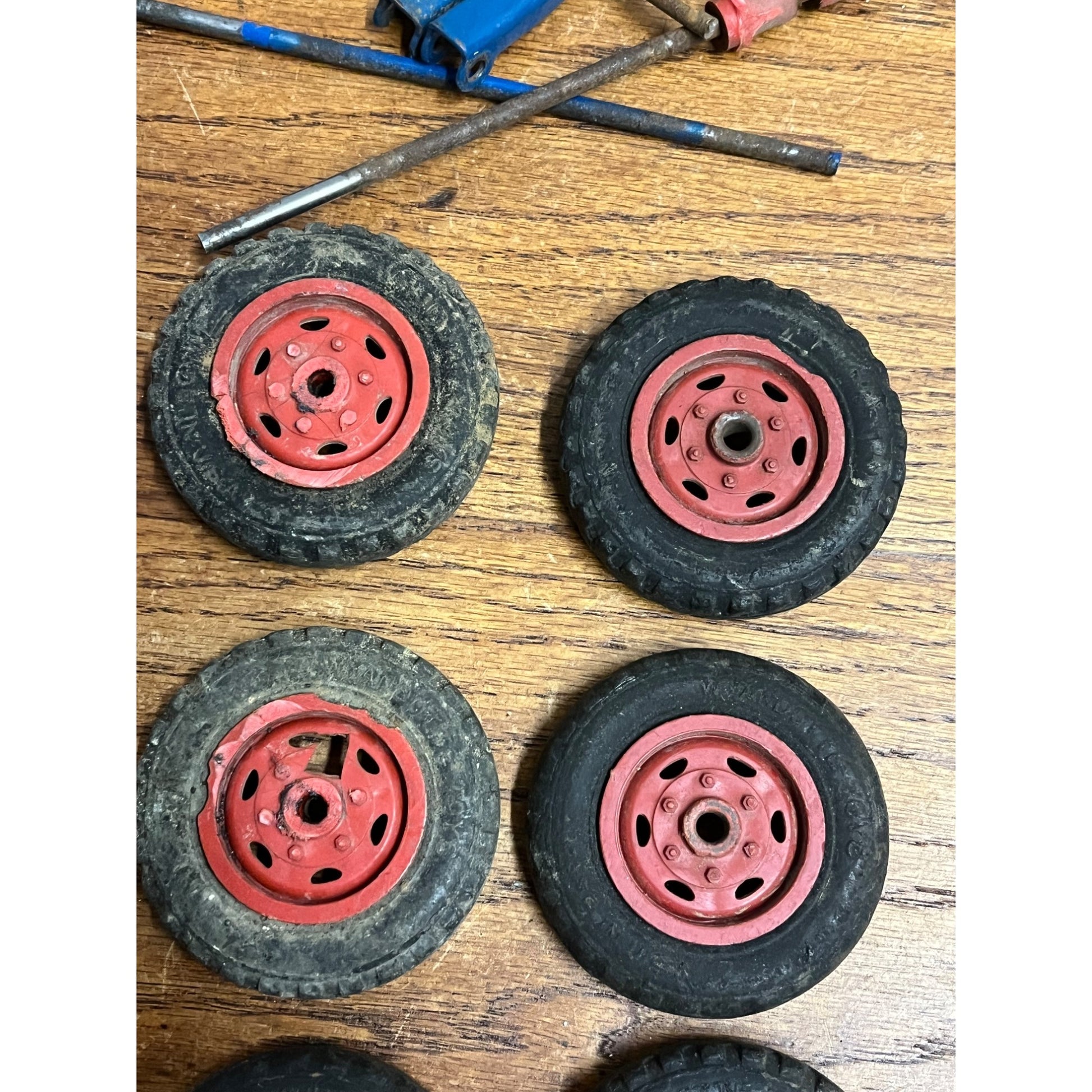Vintage Wyandotte Semi Truck Tires Replacement Parts Red Wheels 2.25"