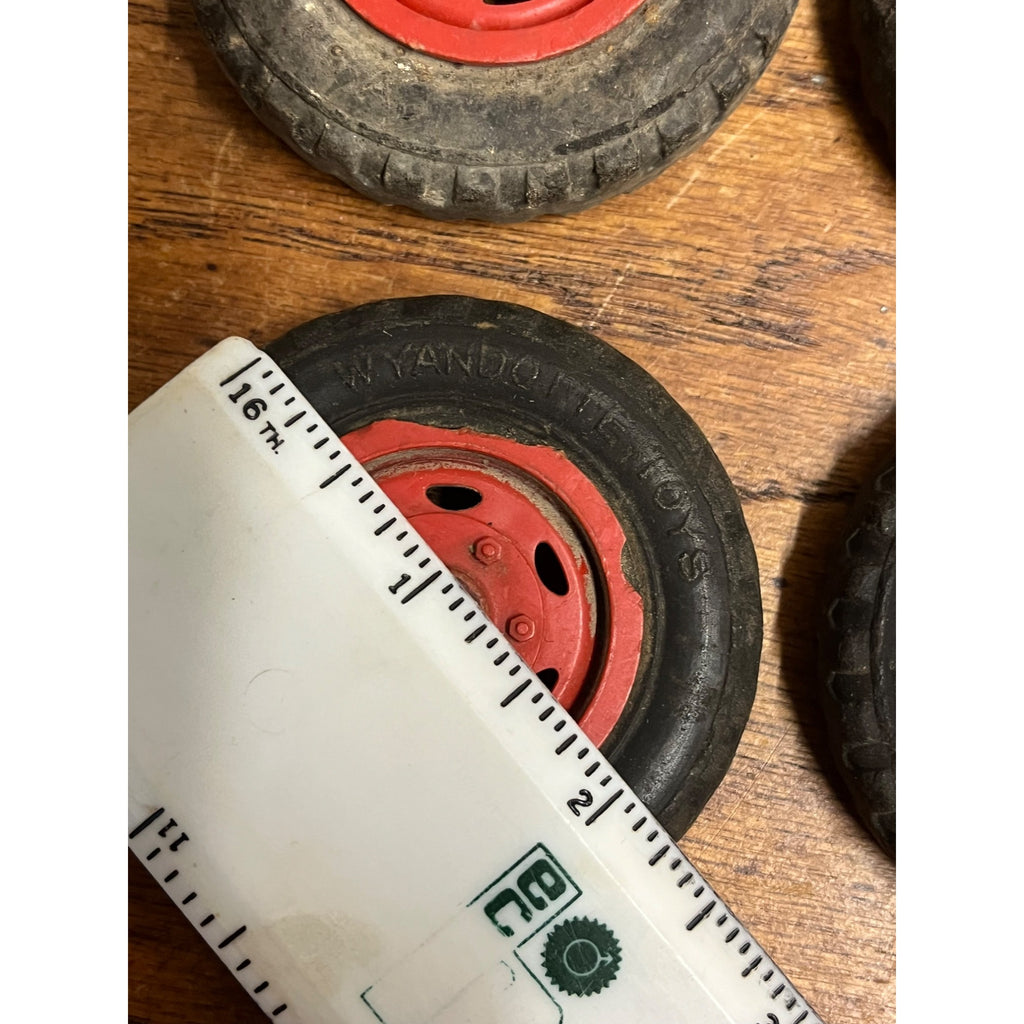 Vintage Wyandotte Semi Truck Tires Replacement Parts Red Wheels 2.25"