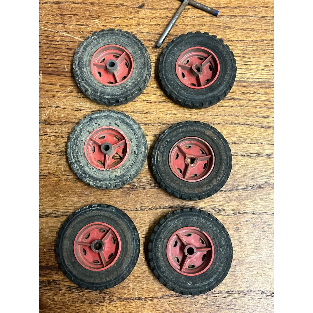 Vintage Wyandotte Semi Truck Tires Replacement Parts Red Wheels 2.25"