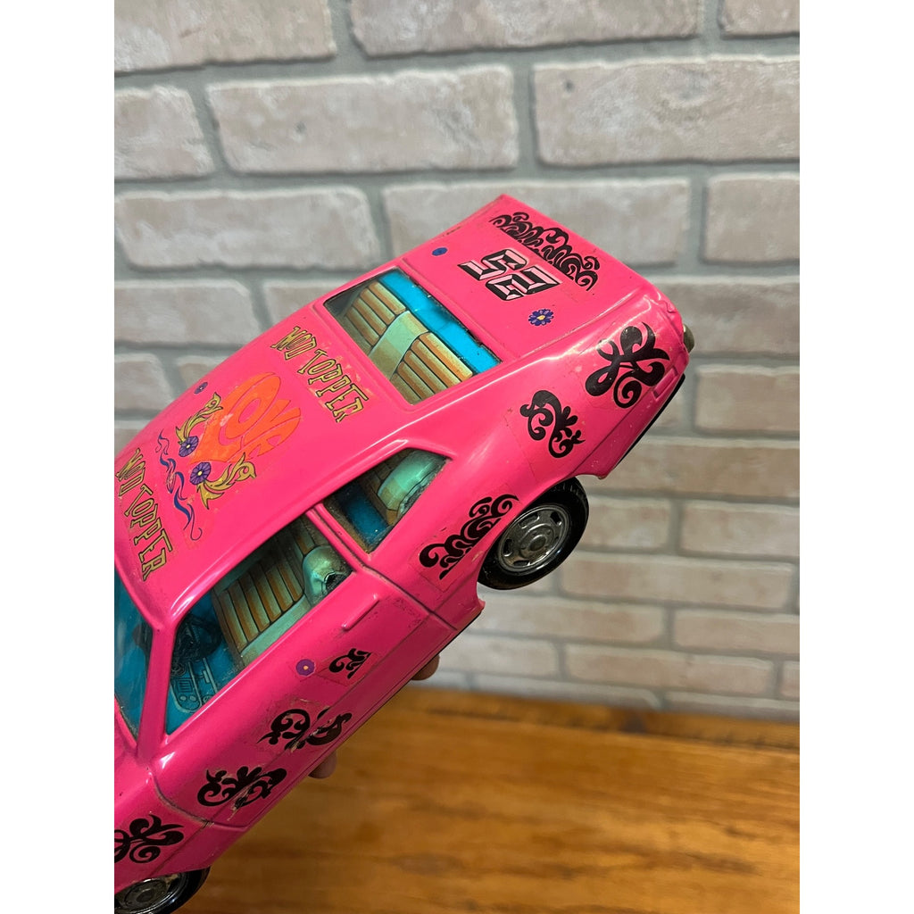 Vintage Bandai Hot Pink Ford Maverick Coupe Battery Operated Tin Toy Car