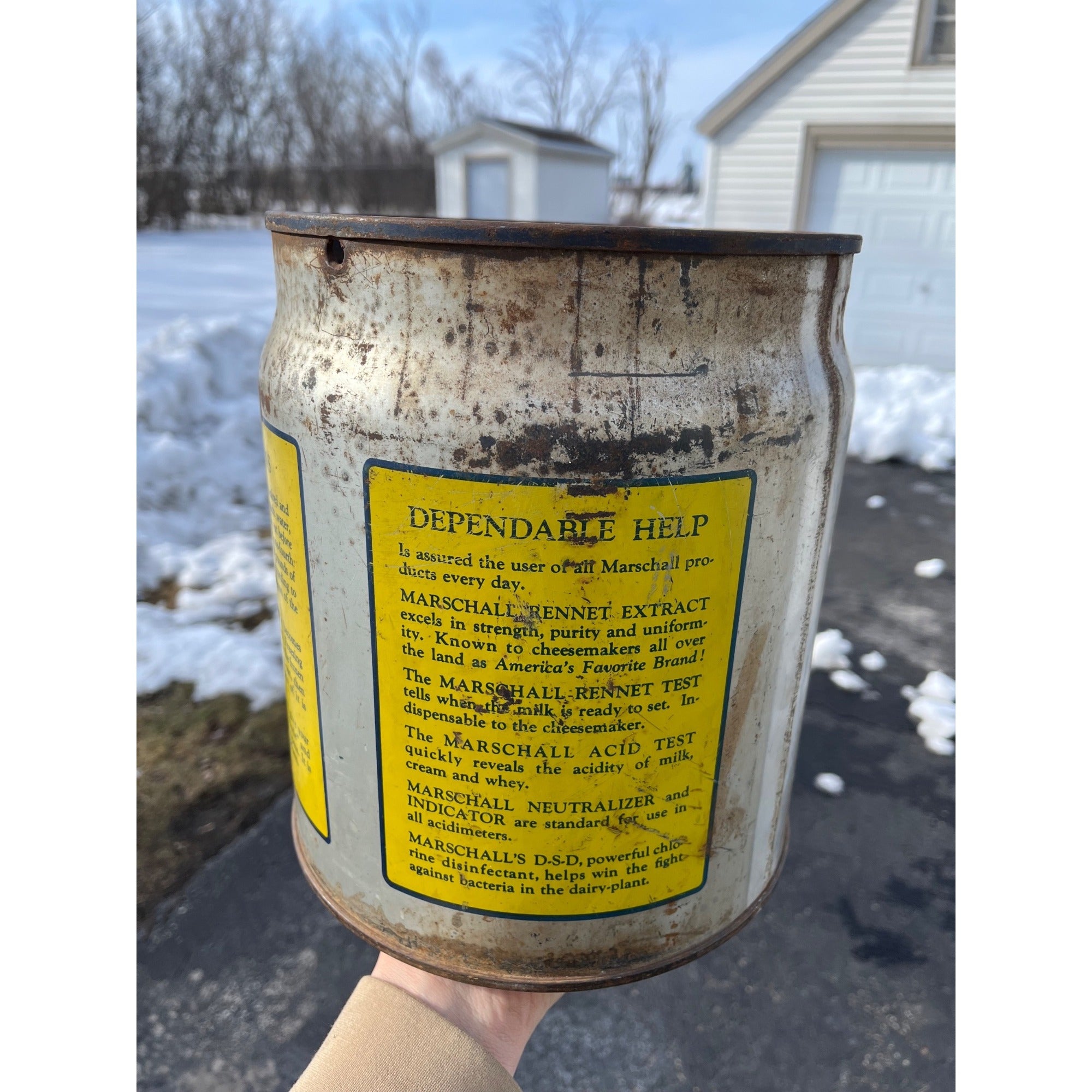 Vintage Marschall Cheese Color Advertising Can Madison Wis Primitive Farmhouse