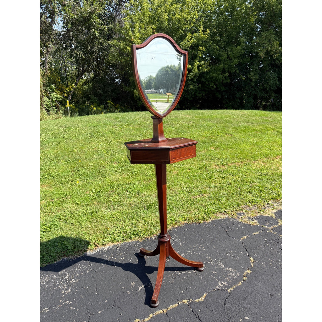 Antique Edwardian Mahogany Inlaid Shaving Stand Dressing Mirror Vanity c1900