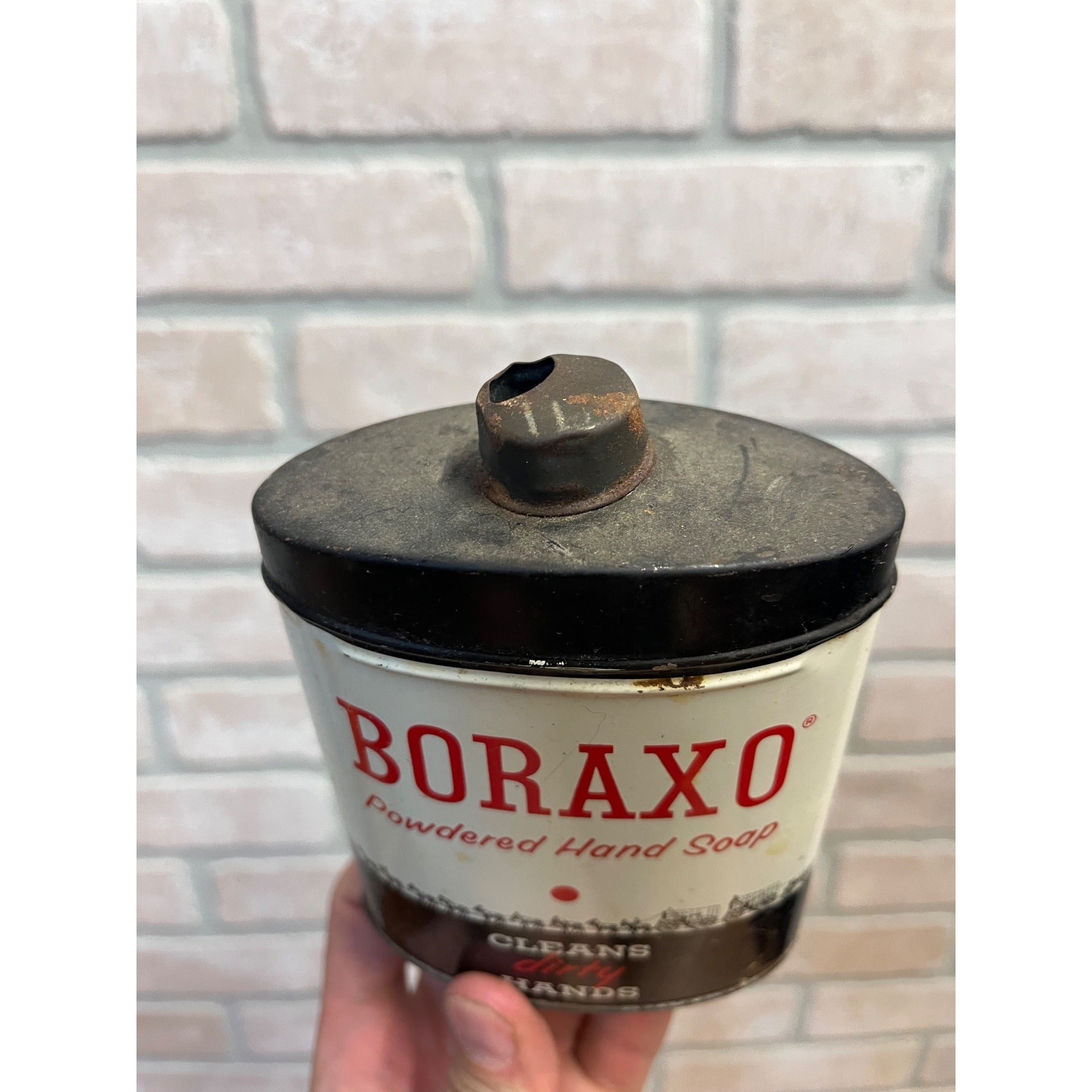 Vintage Boraxo Powered Hand Soap 20 Mule Team Advertising Empty Tin Can