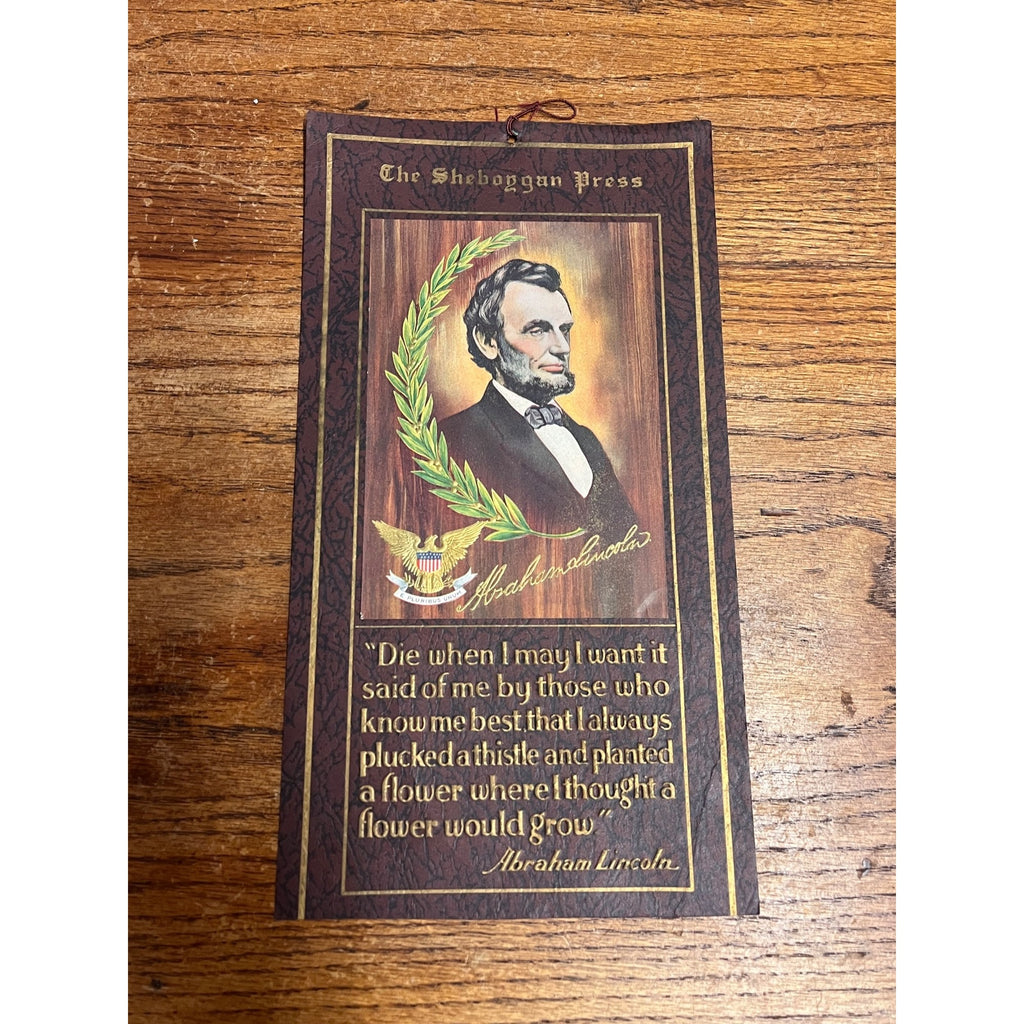 Vintage 1920s Sheboygan Press Advertising Abraham Abe Lincoln Sign Litho