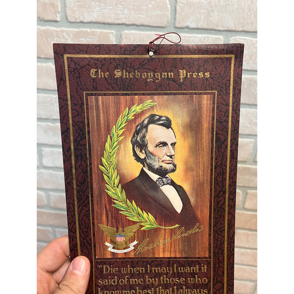 Vintage 1920s Sheboygan Press Advertising Abraham Abe Lincoln Sign Litho
