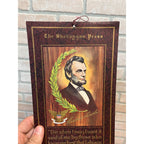 Vintage 1920s Sheboygan Press Advertising Abraham Abe Lincoln Sign Litho