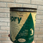 Vintage Empty Spry Pure Vegetable Shortening Lever Brother Co. 3lb Tin