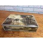 Vintage 1920s Uneeda Biscuit Metal Tin Box Featuring Pastoral Scenes Hinged